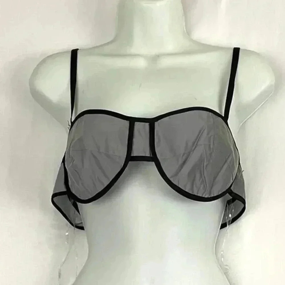 NWT Hot & Delicious Reflective Bra Top Large Gray‎ Black Women's